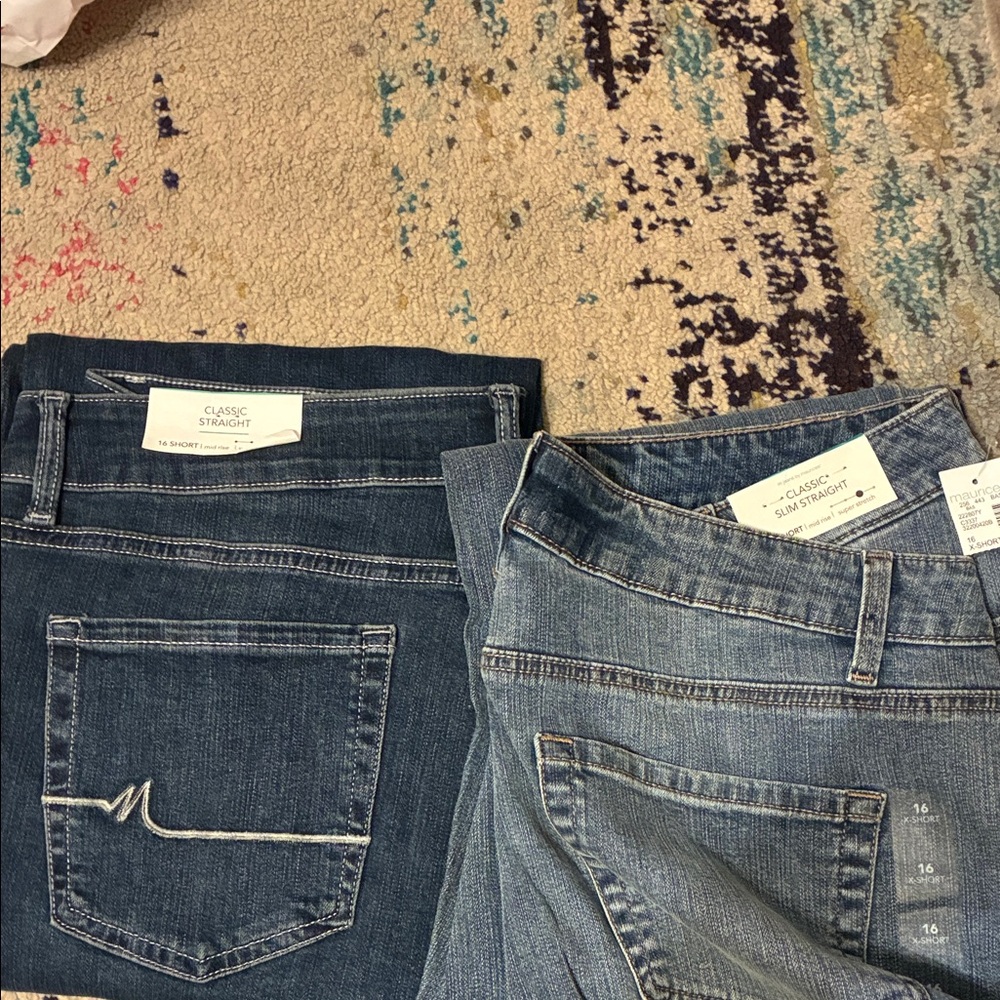 Maurices Women's Straight Leg Jeans - Dark Blue and Light Blue